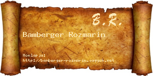 Bamberger Rozmarin névjegykártya